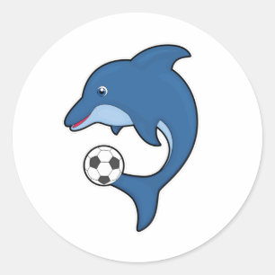 Dolphin als voetbalspeler met Voetbal Ronde Sticker