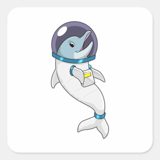 Dolphin as Astronaut in Costume Vierkante Sticker (Voorkant)