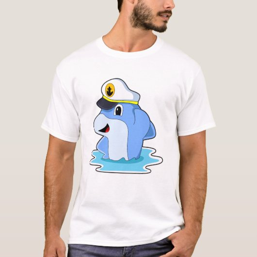 Dolphin as Captain with Hat T-shirt (Voorkant)