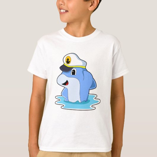 Dolphin as Captain with Hat T-shirt (Voorkant)