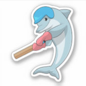 Dolphin at Cricket with Cricket bat Sticker (Voorkant)
