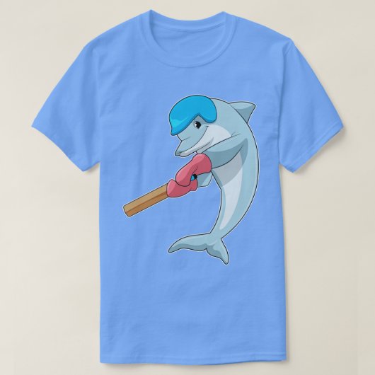 Dolphin at Cricket with Cricket bat T-shirt (Design voorkant)