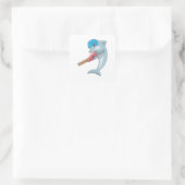 Dolphin at Cricket with Cricket bat Vierkante Sticker (Tas)