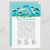 Dolphin Baby shower Word Search Game (Voorkant / Achterkant)