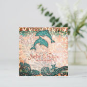 Dolphin Beach bruiloft Blauwgroen Kaart (Staand voorkant)