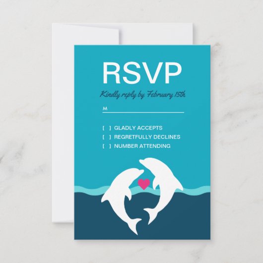 Dolphin Beach Wedding RSVP Kaartje (Voorkant)