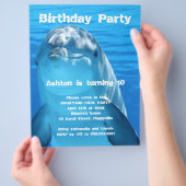 Dolphin Birthday Backyard Pool Party Invitation Flyer (Hand)