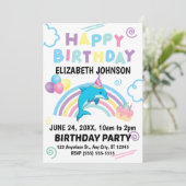 Dolphin Birthday Invitation in White (Debout devant)