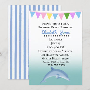 Dolphin Birthday Invitation Kaart