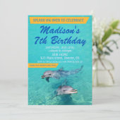 Dolphin birthday invitation Pool party invite (Debout devant)