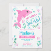 Dolphin Birthday Invitation / Swimming Pool Party Kaart (Voorkant)