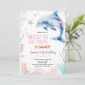 Dolphin birthday theme party invitation (Debout devant)