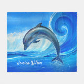 Dolphin Blankets | Blauwe oceaangolven Fleece Deken (Voorkant (Horizontaal))