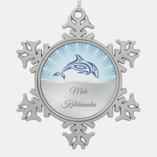 Dolphin Blue Mandala personaliseren Tin Sneeuwvlok Ornament