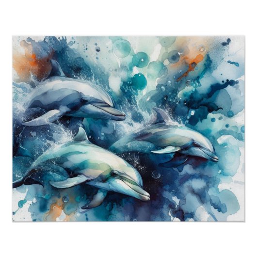 Dolphin Burst Glossy Poster Perfect Poster (Voorkant)