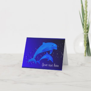 Dolphin Cobalt Blue Ocean Zee Custom Note Card Kaart