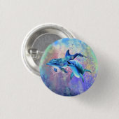Dolphin Couple - Prachtig Ronde Button 3,2 Cm (Voorkant /achterkant)