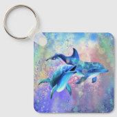 Dolphin Couple - Schilderen Sleutelhanger (Voorkant)