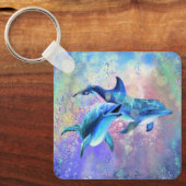 Dolphin Couple - Schilderen Sleutelhanger (Voorkant)