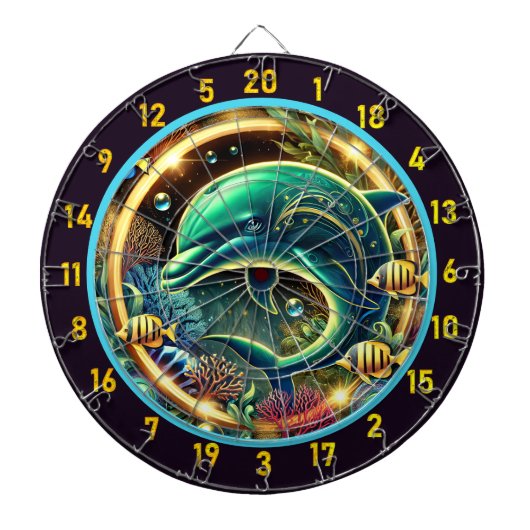 Dolphin Dream Coral Reef Dartboard Dartbord (Voorkant)