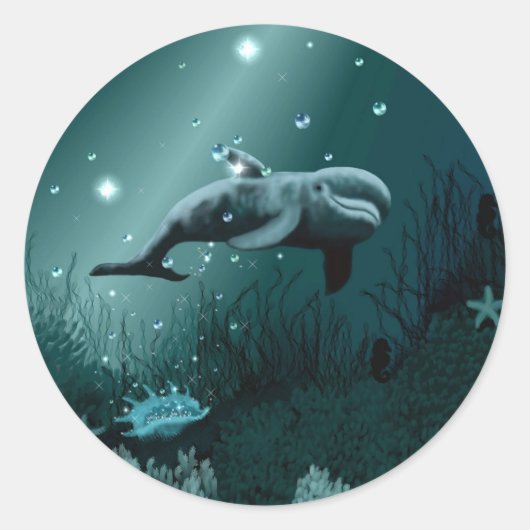 Dolphin Dream Ronde Sticker (Voorkant)