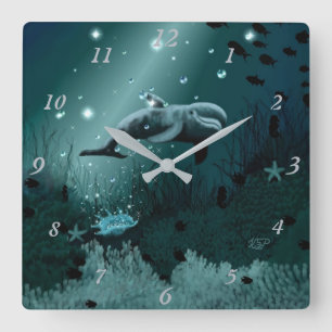 Dolphin Dream Vierkante Klok