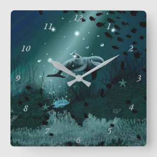 Dolphin Dream Vierkante Klok