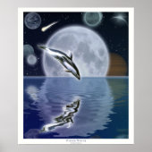 DOLPHIN EN MOON II Fantasy Art Poster (Voorkant)