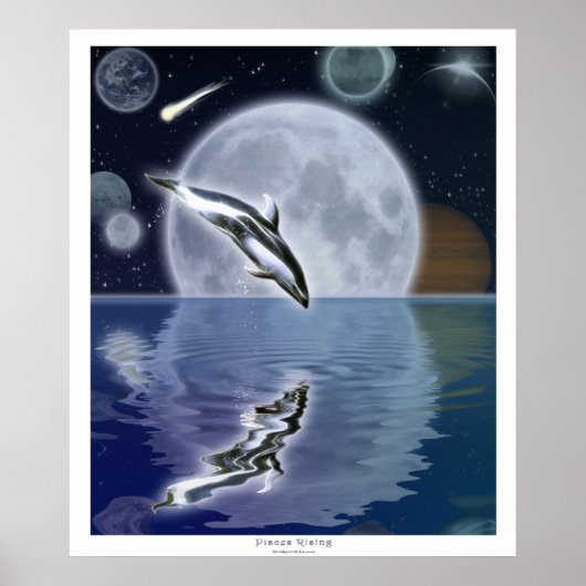 DOLPHIN EN MOON II Fantasy Art Poster (Voorkant)