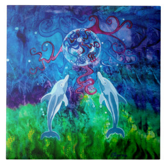 Dolphin Gaze Ceramic Tile Tegeltje