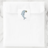 Dolphin Handball-speler Handball Vierkante Sticker (Tas)