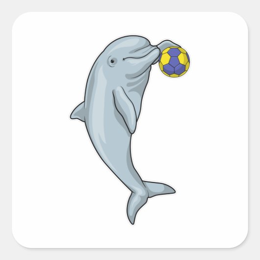 Dolphin Handball-speler Handball Vierkante Sticker (Voorkant)