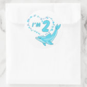 Dolphin Heart 2e verjaardag Classic Round Sticker (Tas)