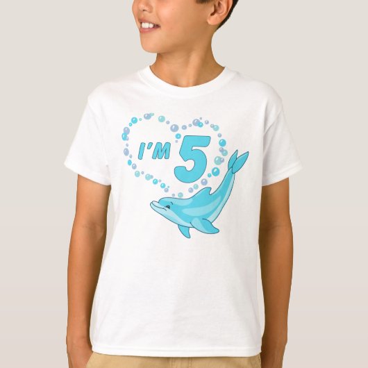 Dolphin Heart 5e verjaardag T-shirt (Voorkant)