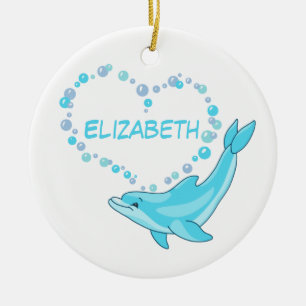 Dolphin Heart, aangepast Keramisch Ornament