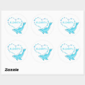 Dolphin Heart, aangepast Ronde Sticker (Vel)