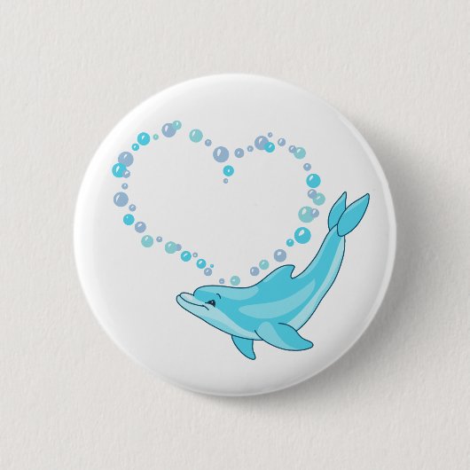 Dolphin Heart Ronde Button 5,7 Cm (Voorkant)