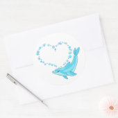 Dolphin Heart Ronde Sticker (Envelop)