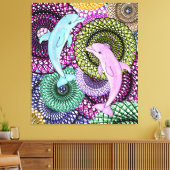 Dolphin Joy Canvas Afdruk (Insitu (Woonkamer))