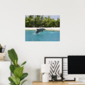 Dolphin Jumping Tropical Beach Poster (Thuiskantoor)