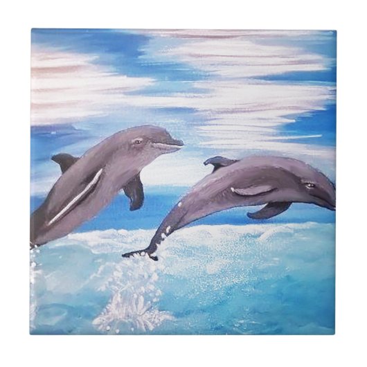 Dolphin Leap Tegeltje (Voorkant)