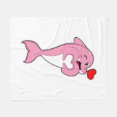 Dolphin Love Heart Fleece Deken (Voorkant (Horizontaal))