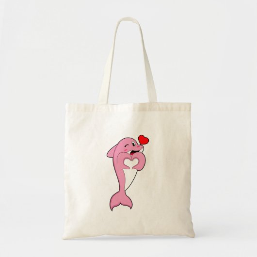 Dolphin Love Heart Tote Bag (Voorkant)