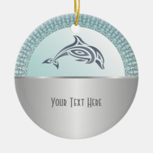 Dolphin Mandala Silver Keramisch Ornament