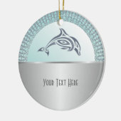 Dolphin Mandala Silver Keramisch Ornament (Links)