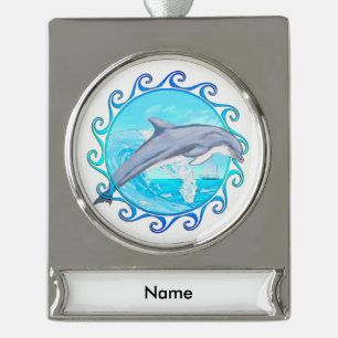 Dolphin Maori Sun Verzilverd Banner Ornament