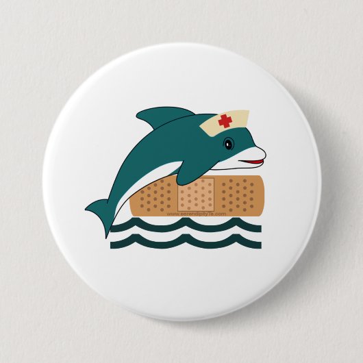 Dolphin Nurse Ronde Button 7,6 Cm (Voorkant)