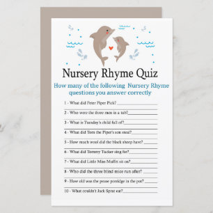 Dolphin Nursery Rhyme Quiz baby shower game