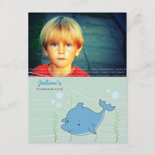 Dolphin Ocean Boys Birthday Party Invite Briefkaar Uitnodiging Briefkaart
