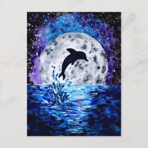 Dolphin Ocean en Moon Briefkaart